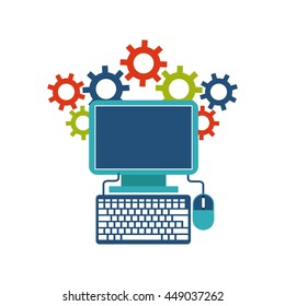 Gadget and  Internet concept represented by computer design. Colorfull and Flat illustration. 