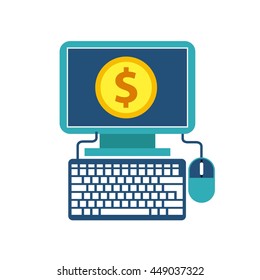 Gadget and  Internet concept represented by computer design. Colorfull and Flat illustration. 
