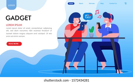 Gadget landing page website illustration vector flat design 