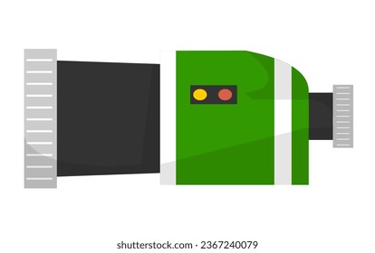 Gadget with lens, isolated camera for filming sportive events and challenges. The modern device with lamps illuminating, recorder for making films or video. Vector in flat style illustration