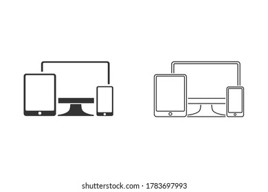 Gadget Line Icon Set. Devices Illustration As A Simple Vector Sign & Trendy Symbol for Design, Websites, Presentation or Mobile Application