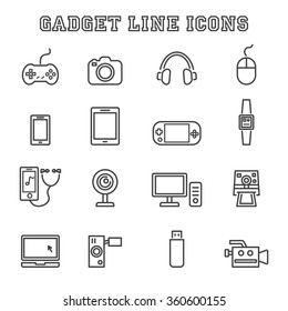 gadget line icons, mono vector symbols