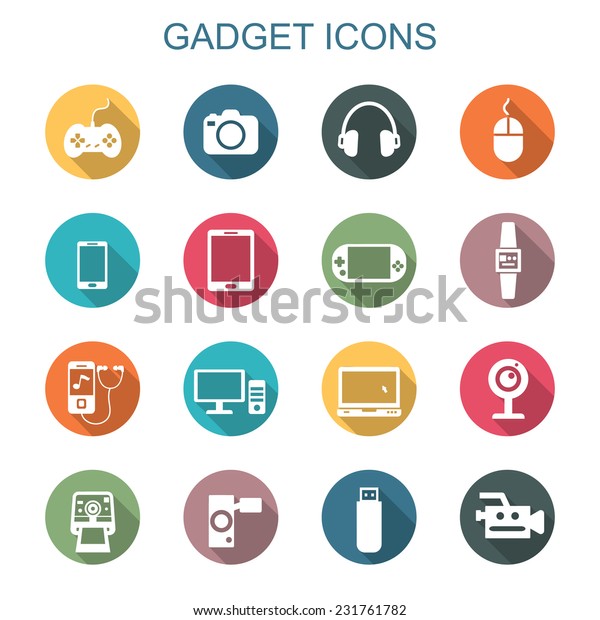 gadget long shadow\
icons, flat vector\
symbols