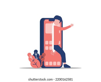 Gadget with man flat illustration