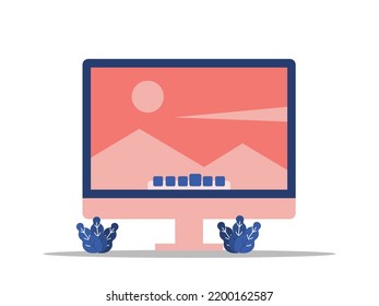 Gadget with man flat illustration