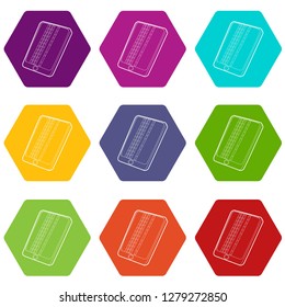 Gadget matrix screen deffect icons 9 set coloful isolated on white for web