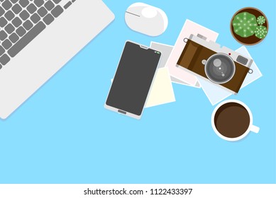 gadget on the desk flat design