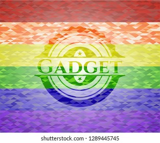 Gadget on mosaic background with the colors of the LGBT flag