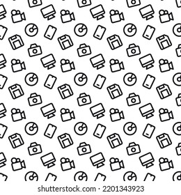 gadget pattern theme editable monochrome seamless 
vector pattern with modern style