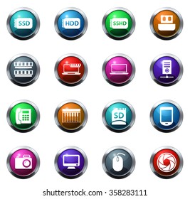 Gadget round glossy web icon set