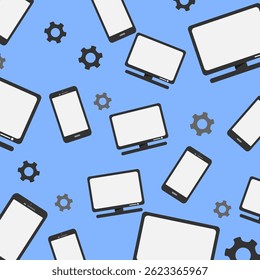 Padrão perfeito do gadget. Charme caricatura eletrônica. Ilustração de gadget moderno