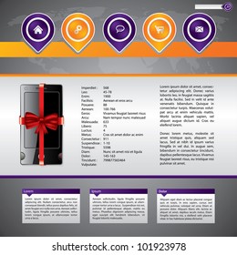 Gadget selling website template design with cellphone