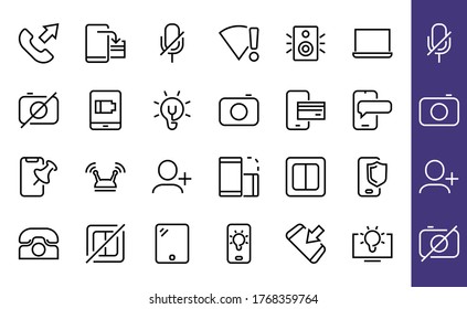 GADGET Set von Vektorsymbol von intelligenten Geräten wie Laptop, Tablet, Schutz-Programm, Telefon, digitales Netzwerk, dünne Vektorgrafik Gadget-Symbole, bearbeitbaren Strich.