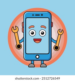 Gadget Smartphone Mascott Cartooon Logo Repair Service