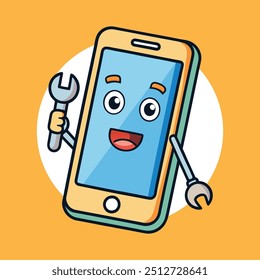 Gadget Smartphone Mascott Cartoon Logo Servicio de reparación