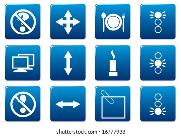 Gadget square icons set. Blue - white palette. Vector illustration.