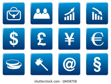 Gadget square icons set. Blue - white palette. Vector illustration.