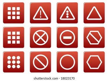 Gadget square icons set. Red - white palette. Vector illustration.