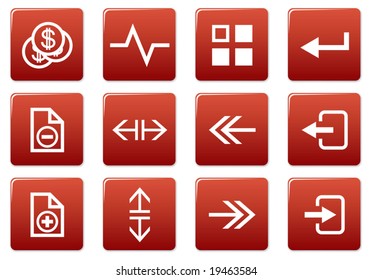 Gadget square icons set. Red - white palette. Vector illustration.