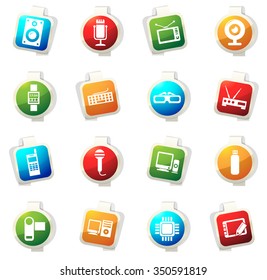 Gadget stickers label icon set