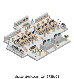 Gadget store isometric illustrated on white background