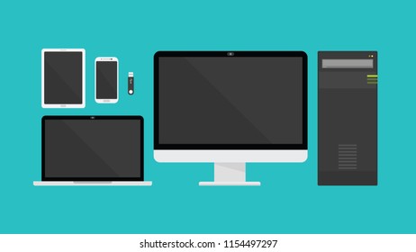 gadget technology collection with flat style vector