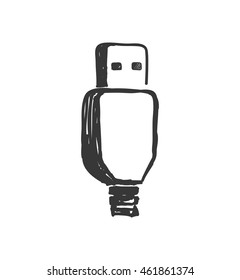 Gadget and technology concept represented by usb icon. Isolated and sketch illustration