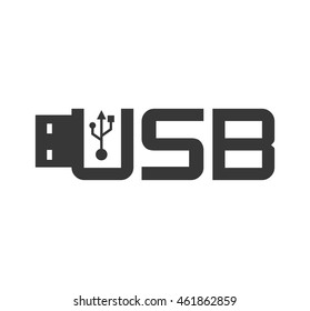 Gadget and technology concept represented by usb silhouette icon. Isolated and flat illustration