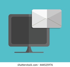 Gadget and technology represented by computer and media icon design. Colorfull and flat illustration