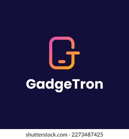 Gadget Tron Letter G and T Inside Smartphone Logo Design Vector