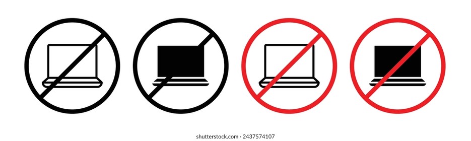 Gadget Usage Prohibition Line Icon. Tech Engagement Ban icon in outline and solid flat style.