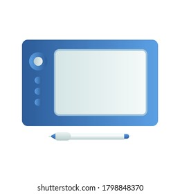 Gadget Vector Pen Drawing Tablet in Flat Style with Gradient Color for Website or Gadget Apps
