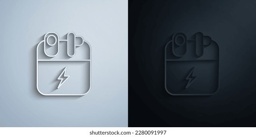Gadget, wireless headphones paper icon with shadow effect vector illuistration design