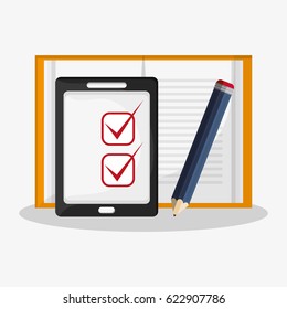 gadget and writing materials related icons image 