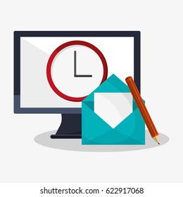 gadget and writing materials related icons image 