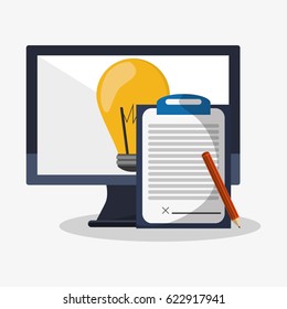 gadget and writing materials related icons image 