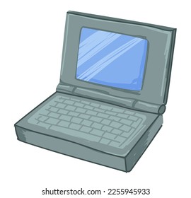 Gadgets of 2000s, isolated laptop with small screen and keyboard. Netbook for work or studies, retro model of modern device. Communication and working online in web sites. Vector in flat style