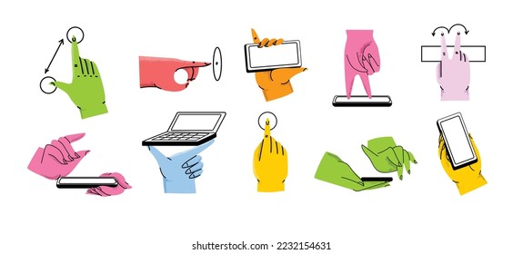 Gadgets 90's vector icon set. Popular in the 90's gadgets game console, audio cassette, floppy disk, vhs cassette, mobile phone etc. Old hipster tech gadgets and electronics.