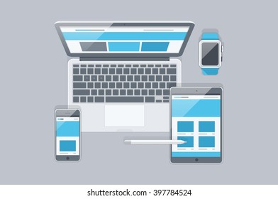 gadgets from above, vector illustration,