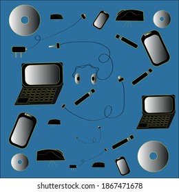 gadgets and accessories icons and   pattern