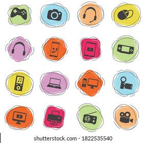 Gadgets iconos vectoriales de color para la interfaz web y de usuario