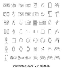 Gadgets Computer Tools Doodle Icons Design Vector.