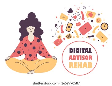 Gadgets detox program concept flat vector illustration
