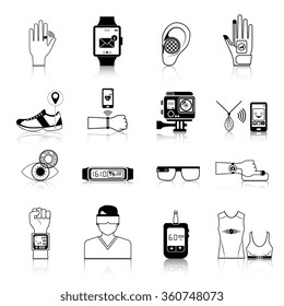 Gadgets and devices icons set for virtual communication isolated vector illustration