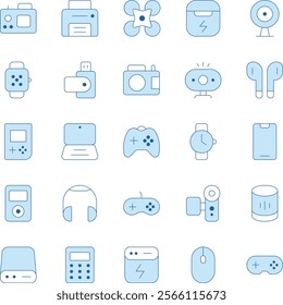 Gadgets duotone vector icons pack