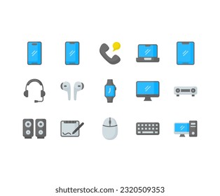 Gadgets and electronics icon pack with full vector, it can be used for any purpose like make an app or website.