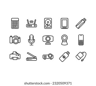 Gadgets and electronics icon pack with full vector, it can be used for any purpose like make an app or website.