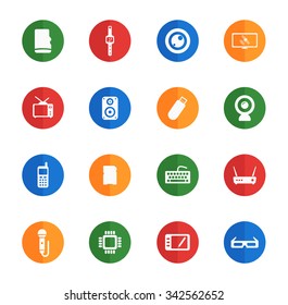 Gadgets flat icons for media