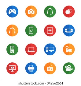 Gadgets flat icons for media