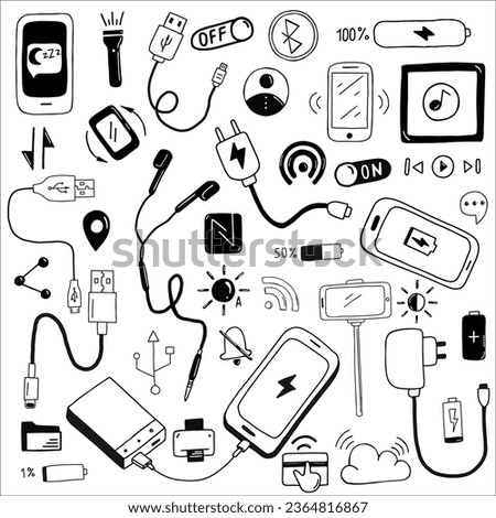 Gadgets. Hand drawn vector doodles